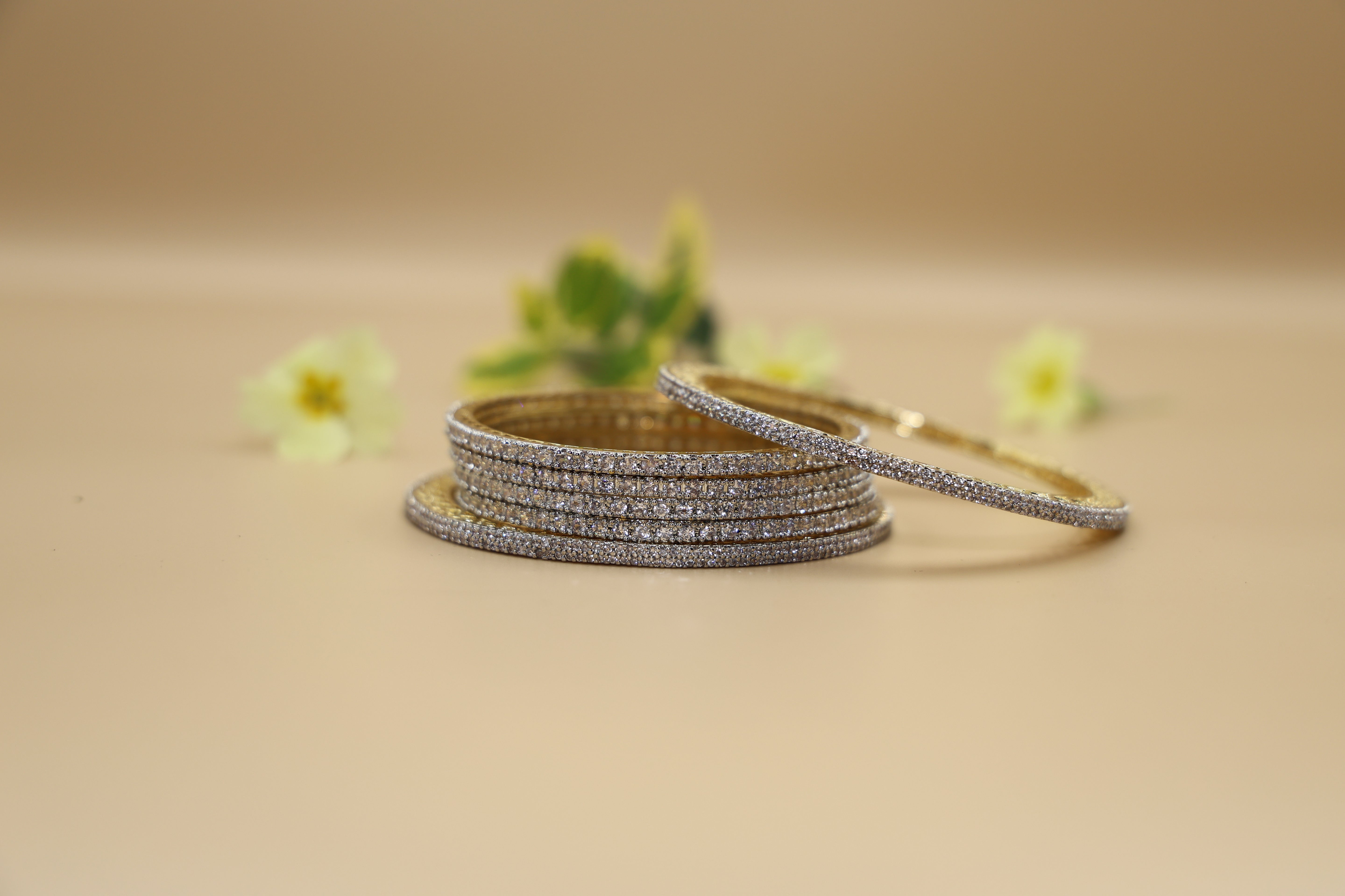 Silver Bangles Set 24 CRT Goldplated