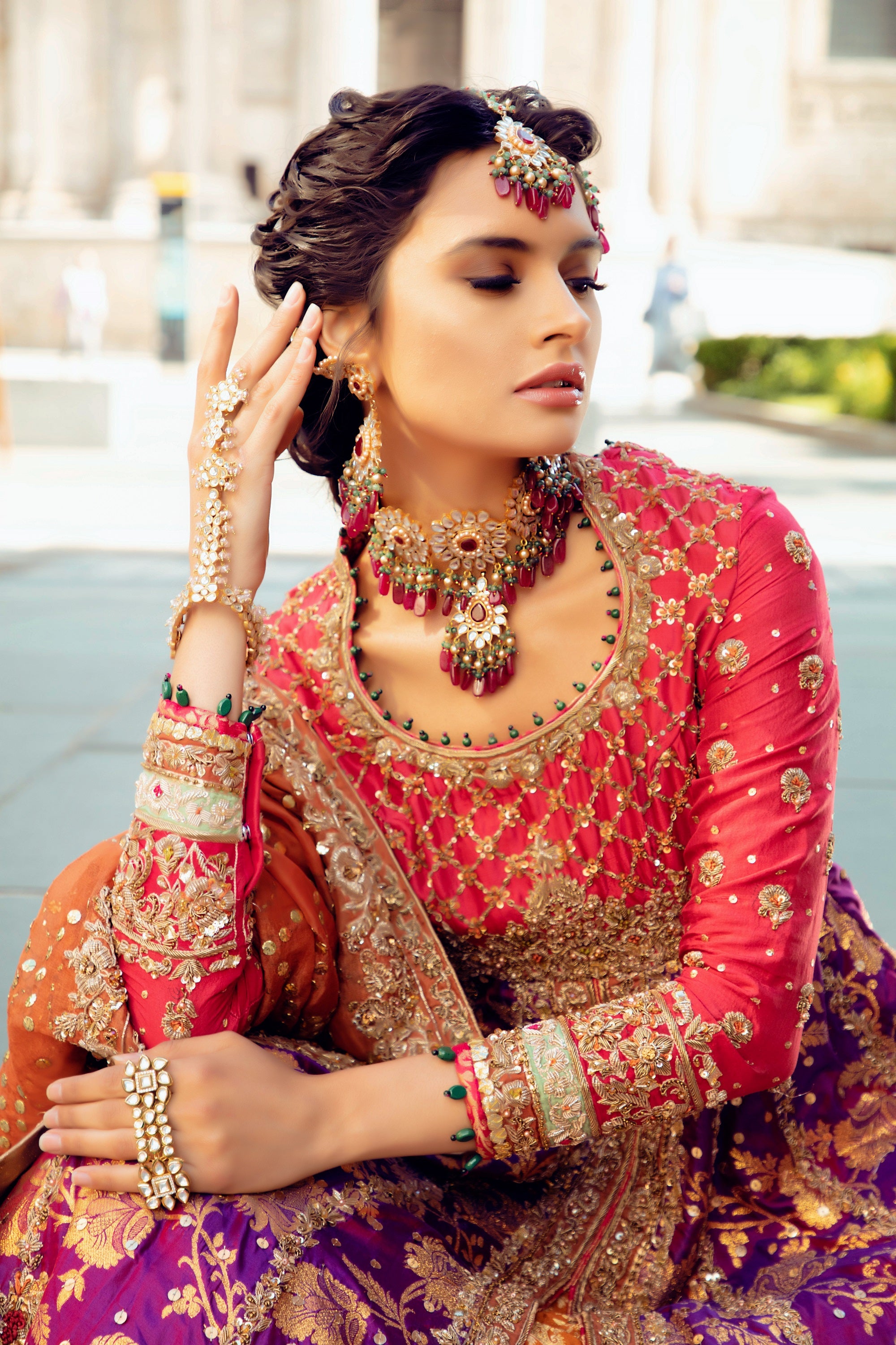 Zaib Un Nisa | The Enchanting Ruby Bridal Set