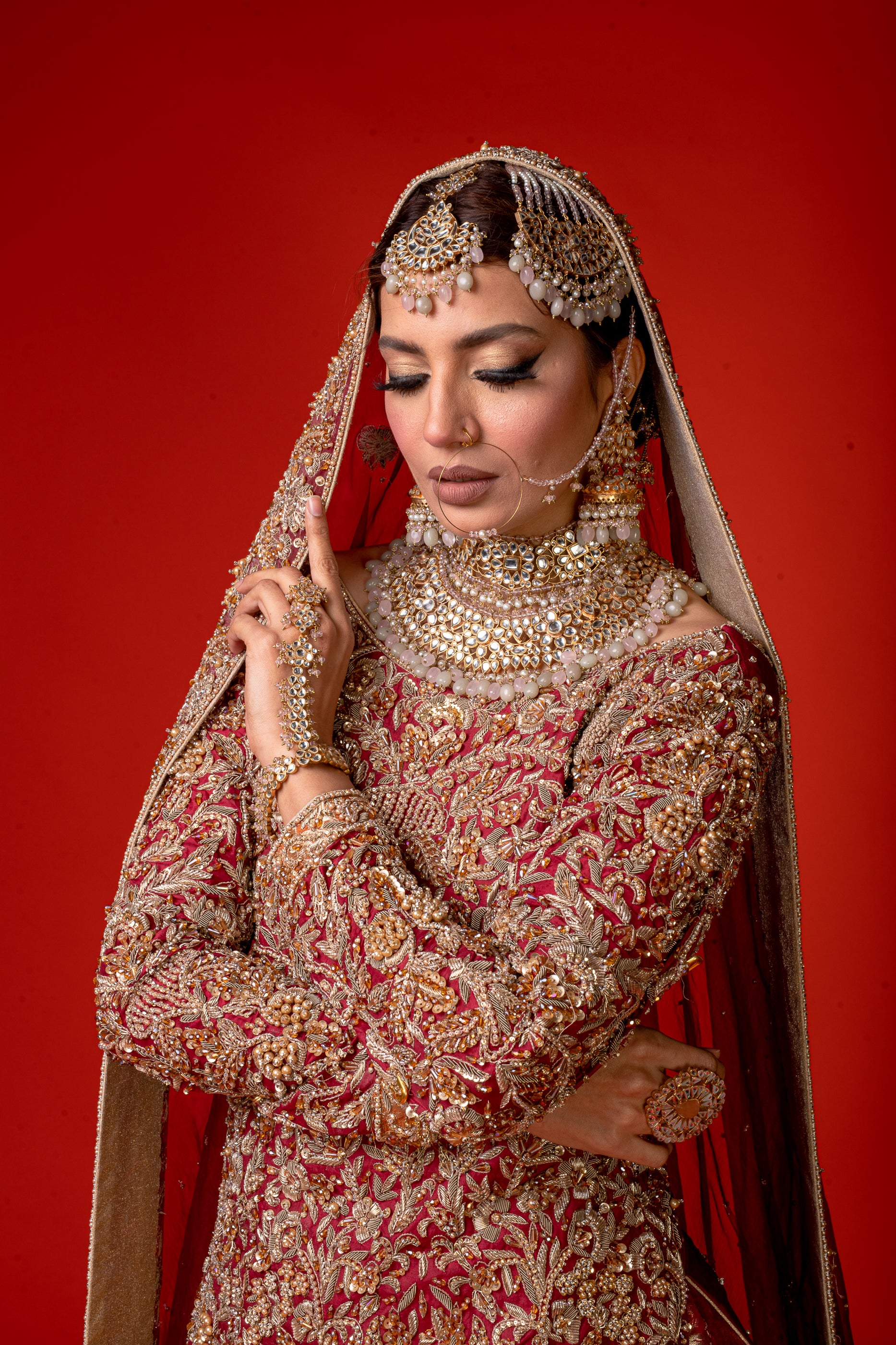 Farzeen | White Pearl Beads Jewellery Bridal Set