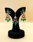 Red and Green Earrings and Tikka Set