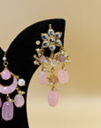 Pink Earrings and Tikka Set