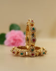 Emerald and Ruby Bangle Pair 24 CRT Goldplated