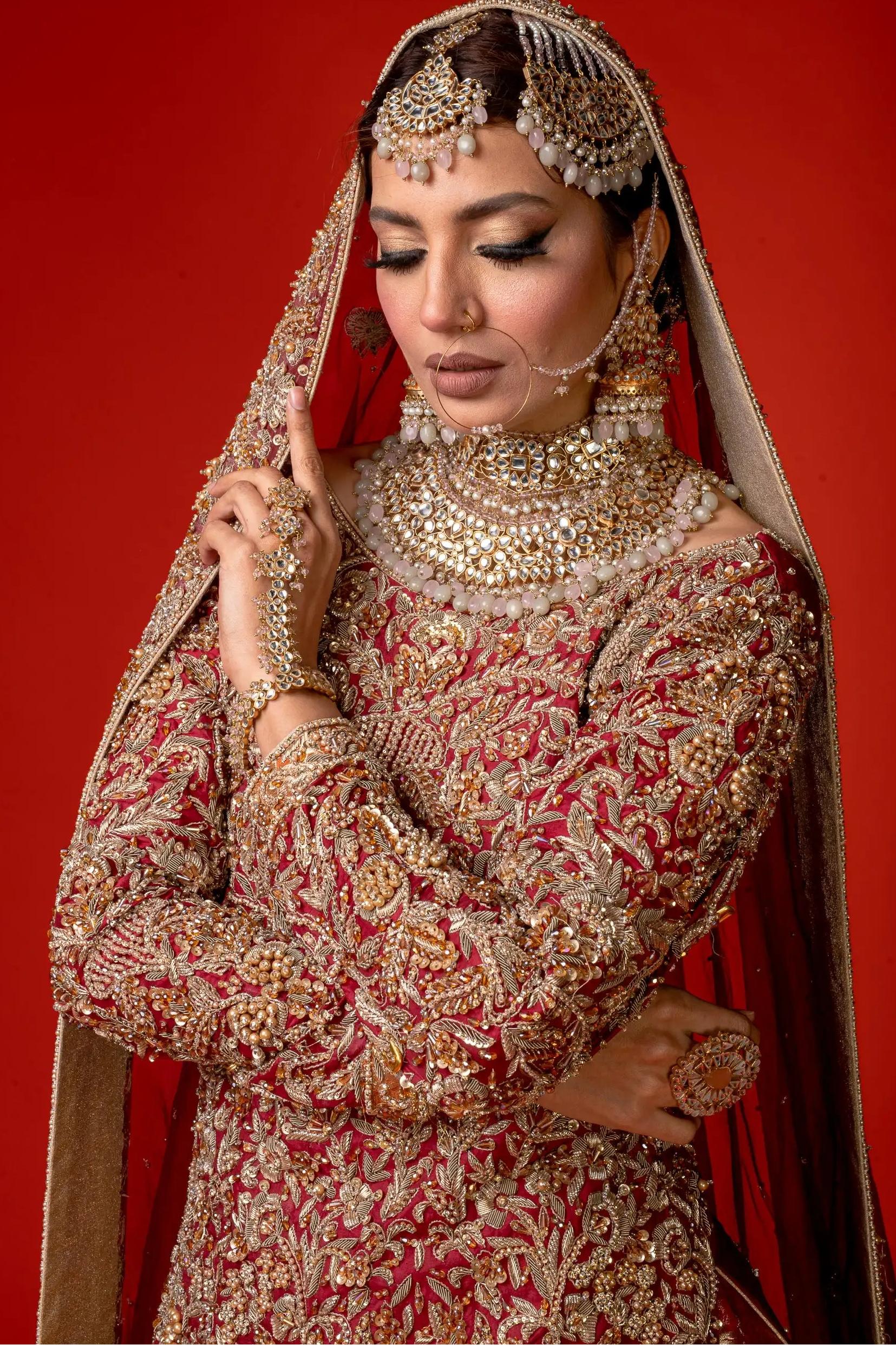 Farzeen | White Pearl Beads Jewellery Bridal Set