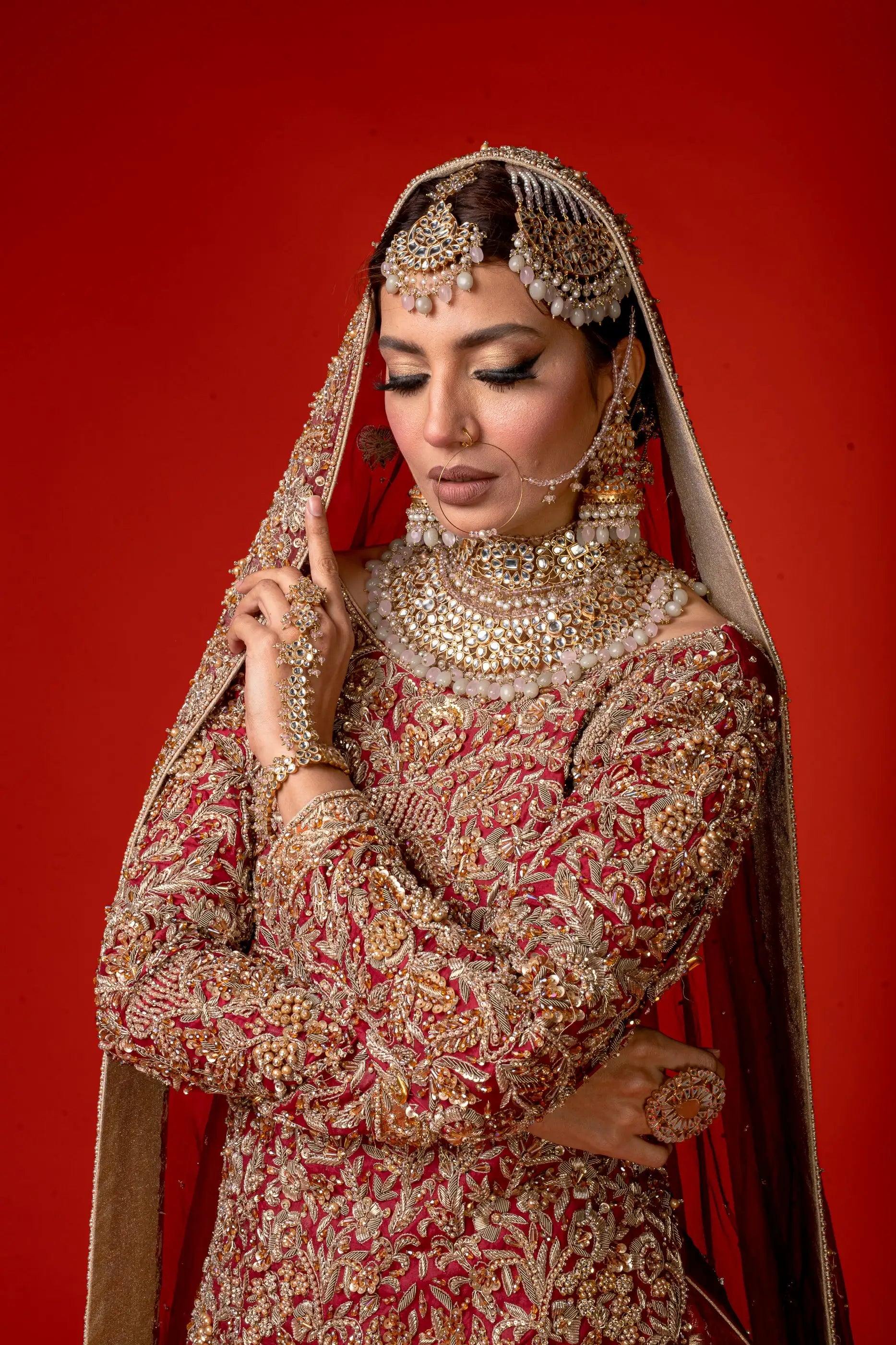 Farzeen | White Pearl Beads Jewellery Bridal Set